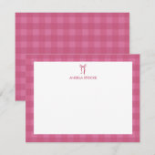 Personalized Name Pink Bow Note Card Notitiekaartje (Voorkant / Achterkant)