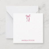 Personalized Name Pink Bow Note Card Notitiekaartje (Voorkant)