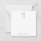 Personalized Name Pink Bow Notitiekaartje (Voorkant)