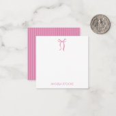 Personalized Name Pink Bow Notitiekaartje (Voorkant / Achterkant in situ)