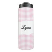 Personalized Name Pink Gingham Pattern Thermosbeker (Voorkant)
