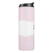 Personalized Name Pink Gingham Pattern Thermosbeker (Gedraaid links)