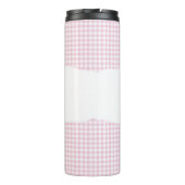 Personalized Name Pink Gingham Pattern Thermosbeker (Achterkant)
