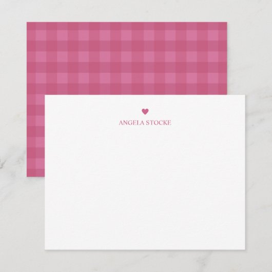 Personalized Name Pink Heart Note Card Notitiekaartje (Voorkant / Achterkant)