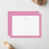 Personalized Name Pink Heart Notitiekaartje (Voorkant / Achterkant in situ)