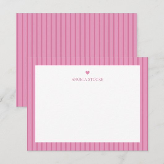 Personalized Name Pink Heart Notitiekaartje (Voorkant / Achterkant)
