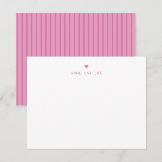 Personalized Name Pink Heart Notitiekaartje (Voorkant / Achterkant)
