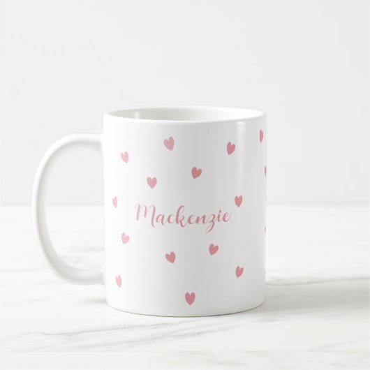 Personalized Name Pink Hearts Loved One Keepsake Koffiemok (Links)