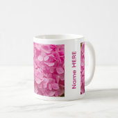 Personalized Name Pink Hydrangea Flower Photo Koffiemok (Voorkant rechts)
