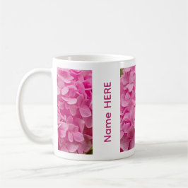 Personalized Name Pink Hydrangea Flower Photo Koffiemok
