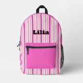 Personalized Name PINK LINE STRIPES Bedrukte Rugzak (Voorkant)