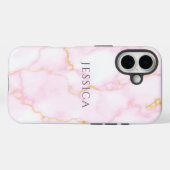Personalized Name Pink Marble Phone Case-Mate iPhone Case (Achterkant (horizontaal))