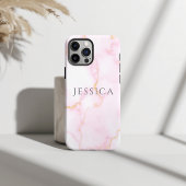Personalized Name Pink Marble Phone Case-Mate iPhone Case