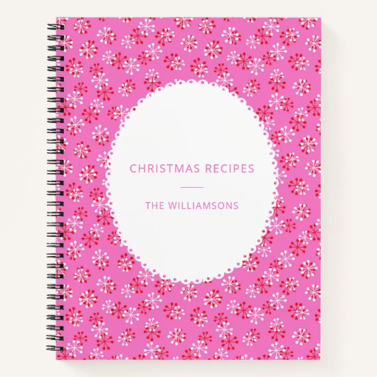 Personalized Name Pink Red Christmas Recipes Notitieboek (Voorkant)