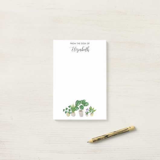 Personalized Name Potted Plants Monstera Script Post-it® Notes (Op bureau)