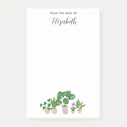 Personalized Name Potted Plants Monstera Script Post-it® Notes (Voorkant)