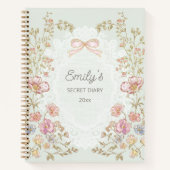 Personalized Name Pretty Vintage Floral Diary Notitieboek (Voorkant)