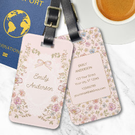 Personalized Name Pretty Vintage Flowers Floral Bagagelabel