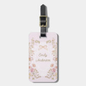 Personalized Name Pretty Vintage Flowers Floral Bagagelabel (Voorkant verticaal)