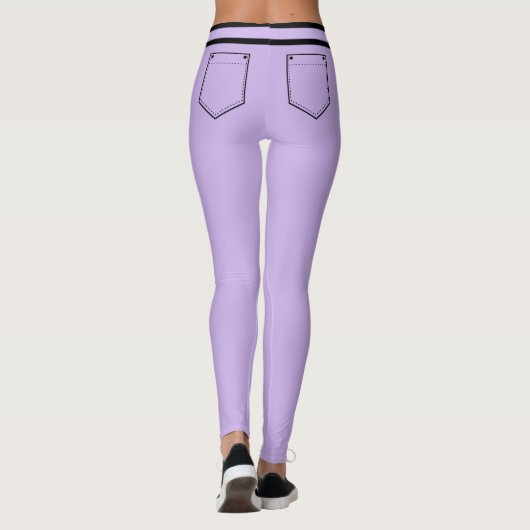 Personalized Name Purple Black Stripes Fun Gift Leggings (Achterkant)