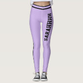 Personalized Name Purple Black Stripes Fun Gift Leggings (Voorkant)