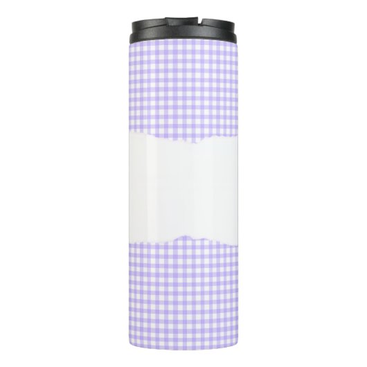 Personalized Name Purple Gingham Pattern Thermosbeker (Achterkant)