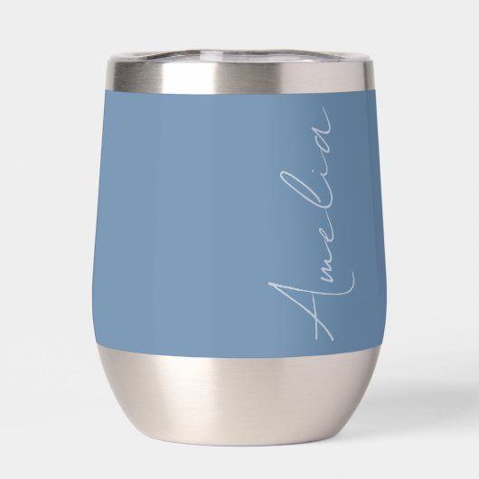 Personalized Name Purple Lilac Thermal Wine Tumble (Achterkant)