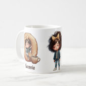 Personalized Name & Q Sleepy Morning Plaid Charact Koffiemok (Voorkant links)