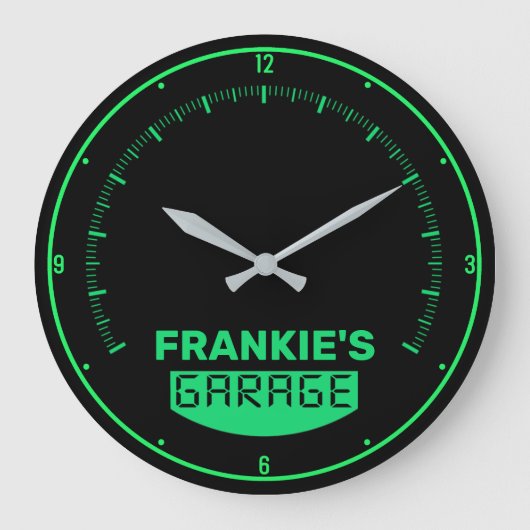Personalized NAME Racing Car Speedometer Garage Grote Klok (Voorkant)