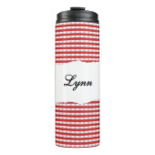 Personalized Name Red Gingham Pattern Thermosbeker (Voorkant)