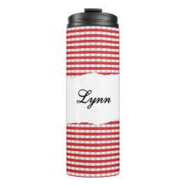 Personalized Name Red Gingham Pattern Thermosbeker