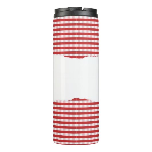 Personalized Name Red Gingham Pattern Thermosbeker (Achterkant)