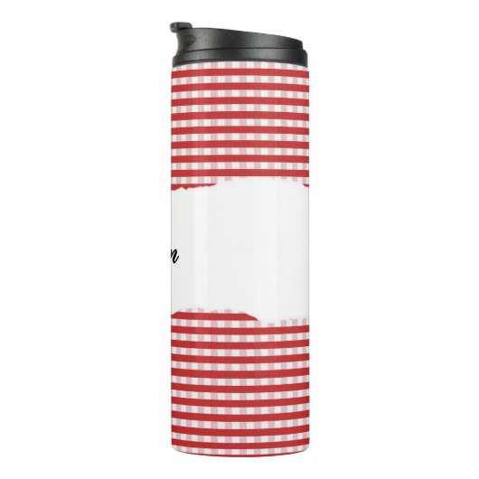Personalized Name Red Gingham Pattern Thermosbeker (Geroteerd rechts)