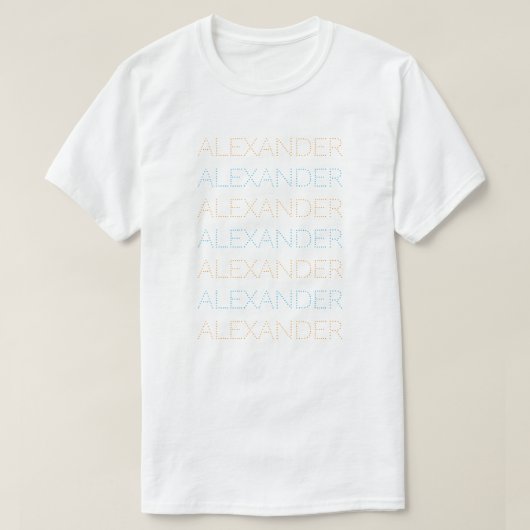 Personalized Name Repeated Chic Orange And Blue T-shirt (Design voorkant)