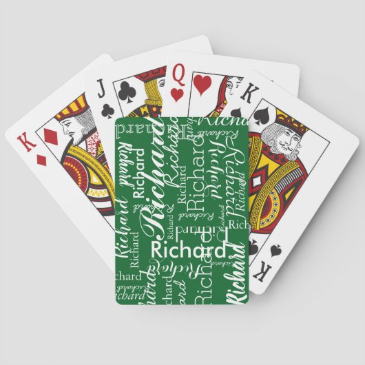 Personalized Name Repeated on Green Pokerkaarten (Achterkant)