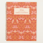 Personalized Name Retro Orange Botanical Planner (Voorkant)