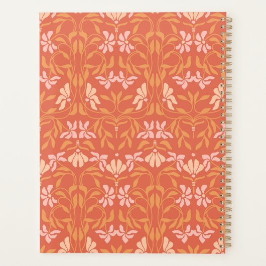 Personalized Name Retro Orange Botanical Planner (Achterkant)