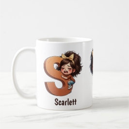 Personalized Name & S Sleepy Morning Plaid Charact Koffiemok