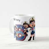 Personalized Name Sailor Cartoon Character * B * Koffiemok (Voorkant links)