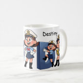 Personalized Name Sailor Cartoon Character * D * Koffiemok (Voorkant rechts)