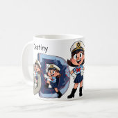 Personalized Name Sailor Cartoon Character * D * Koffiemok (Voorkant links)