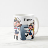 Personalized Name Sailor Cartoon Character * F * Koffiemok (Voorkant rechts)