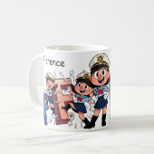 Personalized Name Sailor Cartoon Character * F * Koffiemok (Voorkant links)