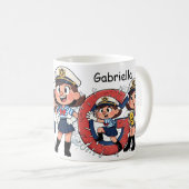 Personalized Name Sailor Cartoon Character * G * Koffiemok (Voorkant rechts)