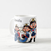 Personalized Name Sailor Cartoon Character * G * Koffiemok (Voorkant links)