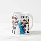 Personalized Name Sailor Cartoon Character * I * Koffiemok (Voorkant rechts)
