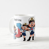 Personalized Name Sailor Cartoon Character * J * Koffiemok (Voorkant links)