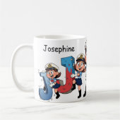 Personalized Name Sailor Cartoon Character * J * Koffiemok (Links)