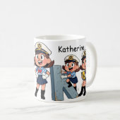 Personalized Name Sailor Cartoon Character * K * Koffiemok (Voorkant rechts)