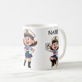 Personalized Name Sailor Cartoon Character Koffiemok (Voorkant rechts)